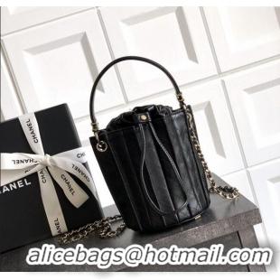 Top Quality Chanel Lambskin Mini Bucket Bag AS5486 Black 2025