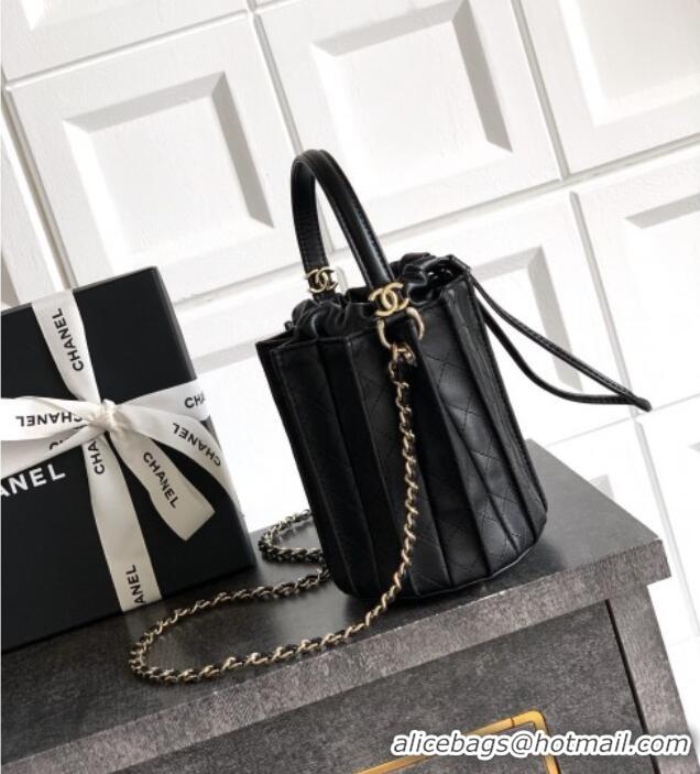 Top Quality Chanel Lambskin Mini Bucket Bag AS5486 Black 2025