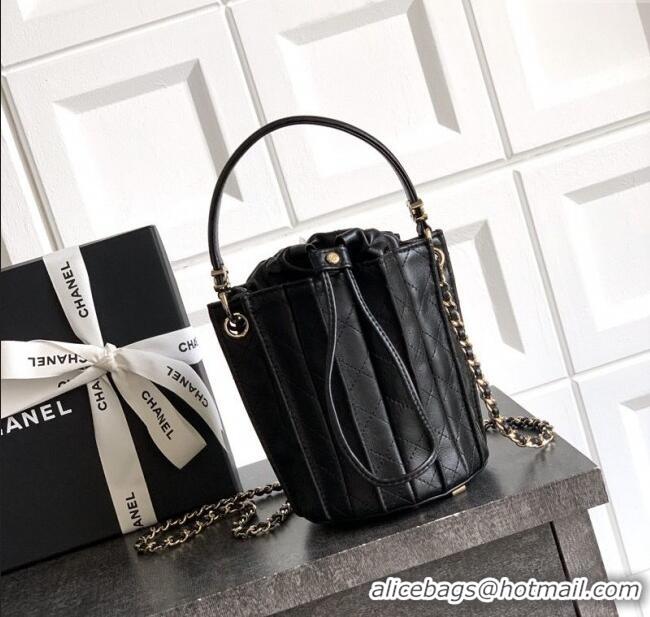 Top Quality Chanel Lambskin Mini Bucket Bag AS5486 Black 2025