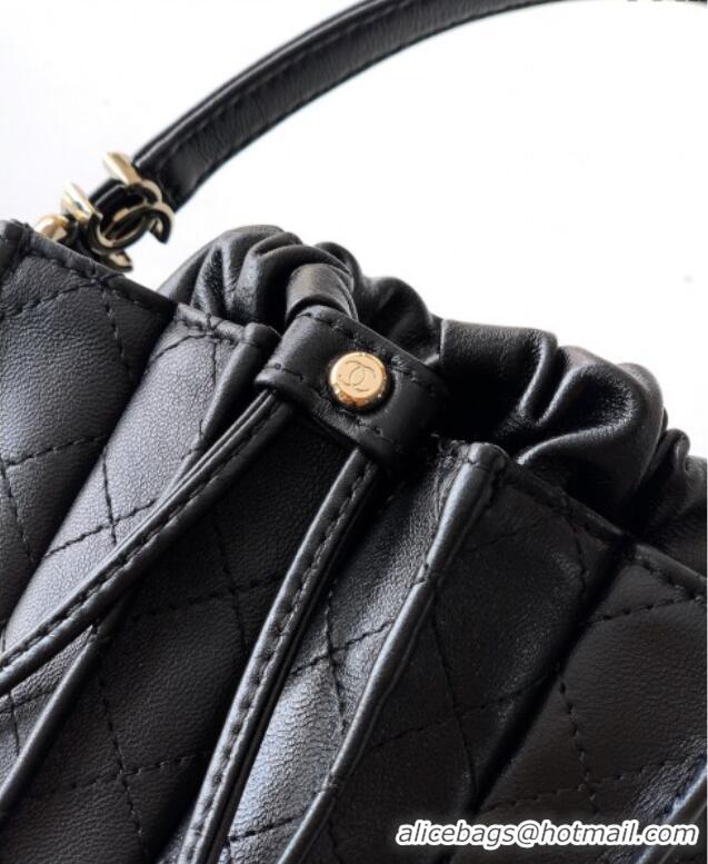 Top Quality Chanel Lambskin Mini Bucket Bag AS5486 Black 2025