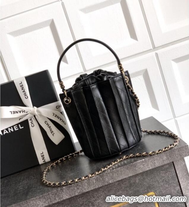 Top Quality Chanel Lambskin Mini Bucket Bag AS5486 Black 2025