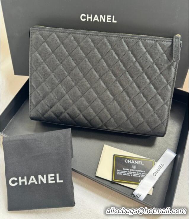 Grade Design Chanel Grained Calfskin Pouch AP4419 Black 2025