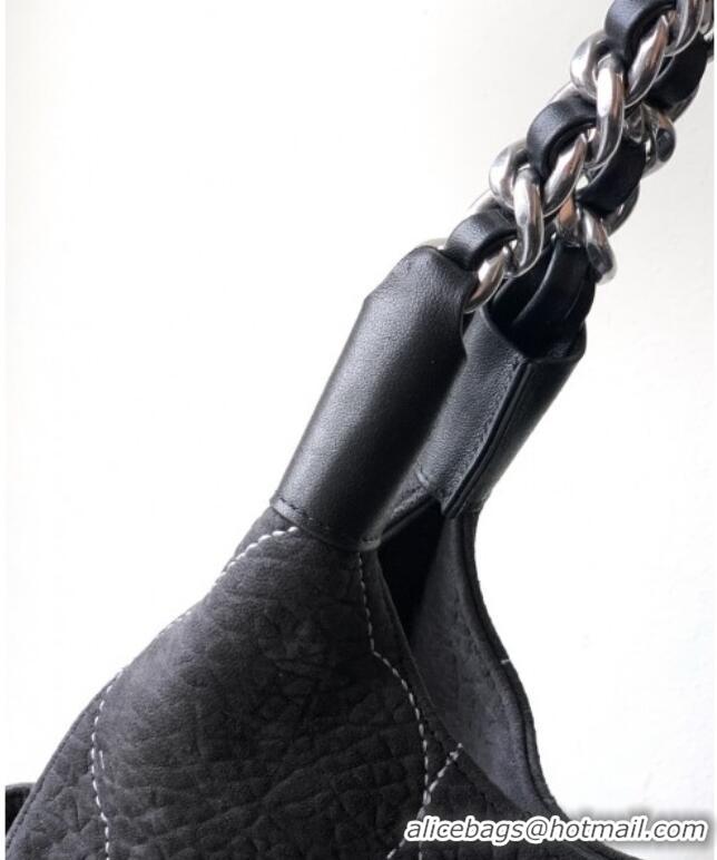 Top Grade Chanel Grained Nubuck Shopping Bag CH081203 Black 2025