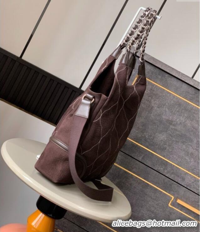 Top Design Chanel Grained Nubuck Shopping Bag CH081203 Brown 2025
