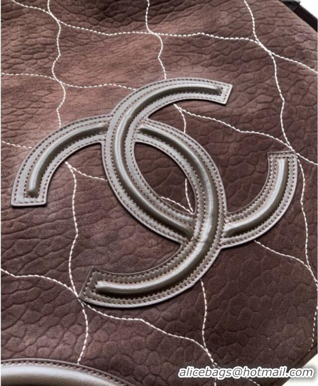 Top Design Chanel Grained Nubuck Shopping Bag CH081203 Brown 2025