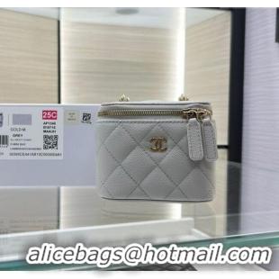 Promotional Chanel Grained Shiny Calfskin Classic Small Vanity with Chain AP1340 Grey 2025