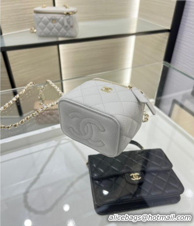 Promotional Chanel Grained Shiny Calfskin Classic Small Vanity with Chain AP1340 Grey 2025