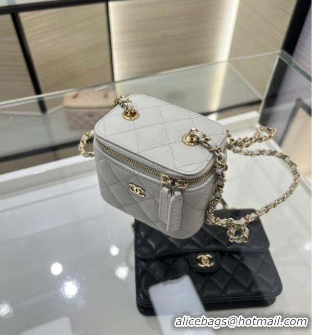 Promotional Chanel Grained Shiny Calfskin Classic Small Vanity with Chain AP1340 Grey 2025