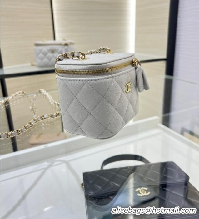 Promotional Chanel Grained Shiny Calfskin Classic Small Vanity with Chain AP1340 Grey 2025
