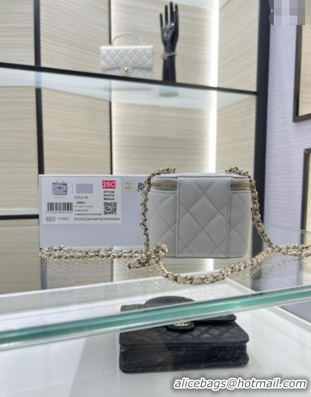 Promotional Chanel Grained Shiny Calfskin Classic Small Vanity with Chain AP1340 Grey 2025