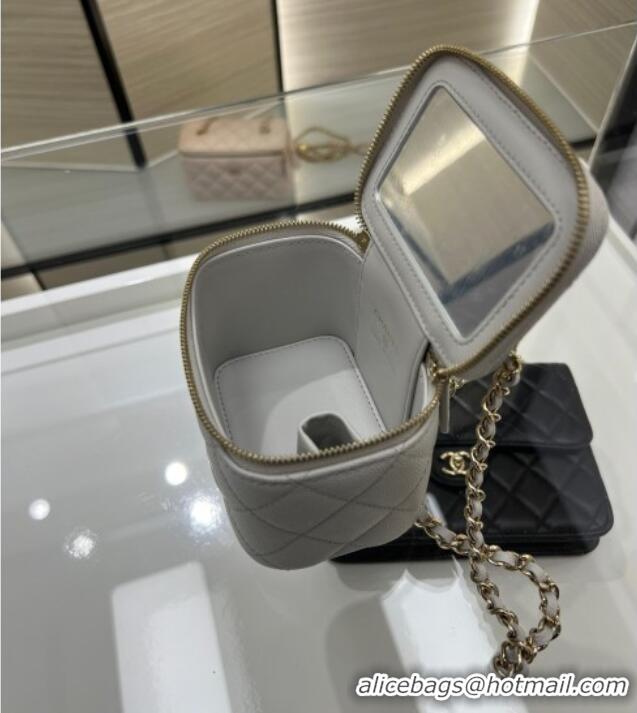 Promotional Chanel Grained Shiny Calfskin Classic Small Vanity with Chain AP1340 Grey 2025