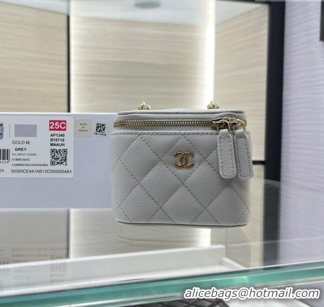 Promotional Chanel Grained Shiny Calfskin Classic Small Vanity with Chain AP1340 Grey 2025
