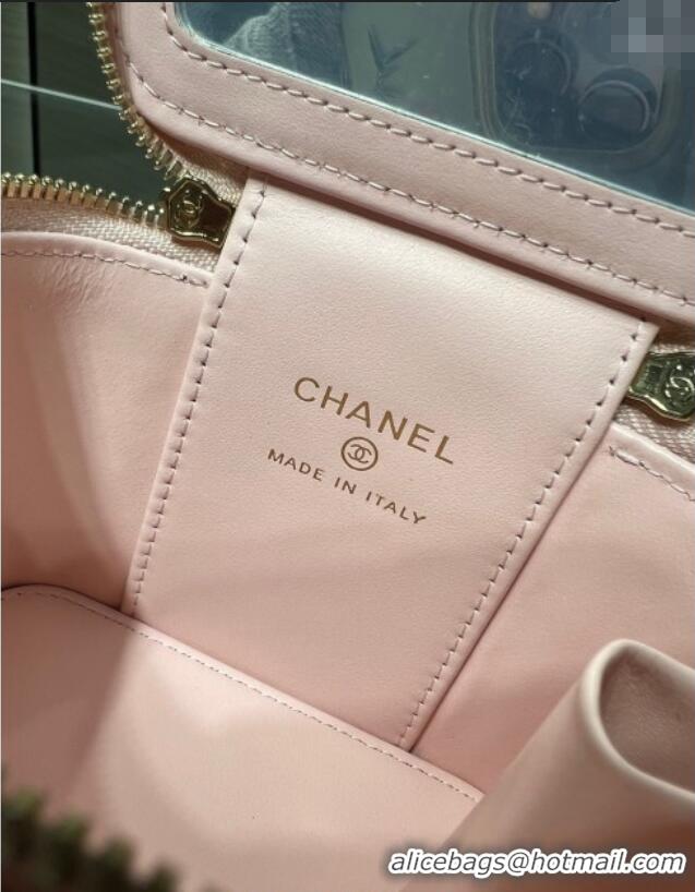 Low Cost Chanel Grained Shiny Calfskin Classic Small Vanity with Chain AP1340 Light Pink 2025