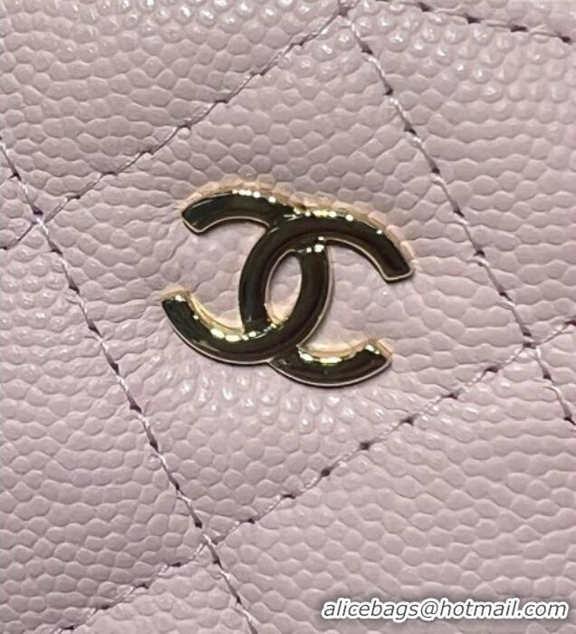 Low Cost Chanel Grained Shiny Calfskin Classic Small Vanity with Chain AP1340 Light Pink 2025