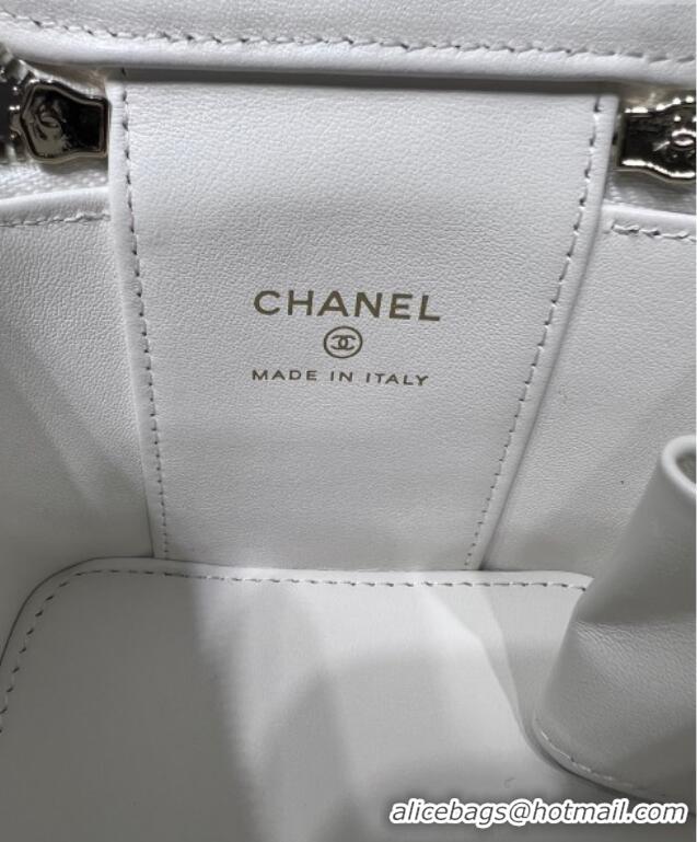 Grade Discount Chanel Grained Shiny Calfskin Classic Small Vanity with Chain AP1340 White 2025
