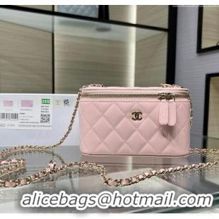 Best Price Chanel Grained Shiny Calfskin Classic Large Vanity with Chain AP1341 Light Pink 2025