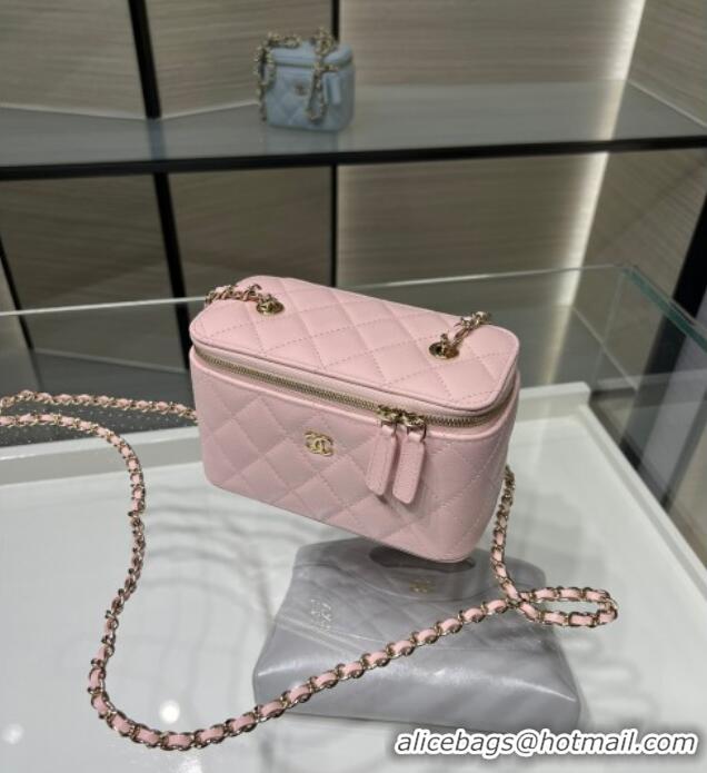 Best Price Chanel Grained Shiny Calfskin Classic Large Vanity with Chain AP1341 Light Pink 2025