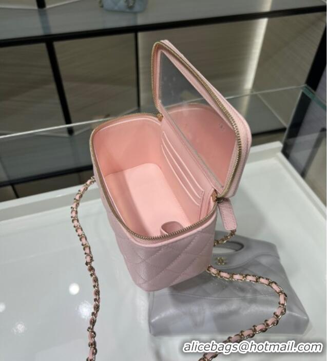 Best Price Chanel Grained Shiny Calfskin Classic Large Vanity with Chain AP1341 Light Pink 2025