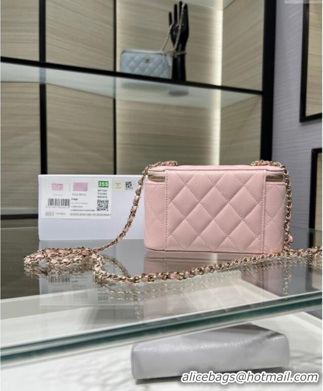 Best Price Chanel Grained Shiny Calfskin Classic Large Vanity with Chain AP1341 Light Pink 2025