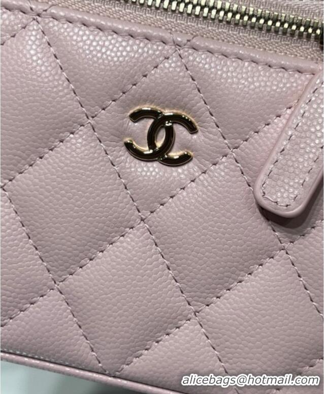 Best Price Chanel Grained Shiny Calfskin Classic Large Vanity with Chain AP1341 Light Pink 2025