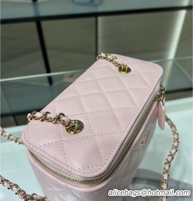 Best Price Chanel Grained Shiny Calfskin Classic Large Vanity with Chain AP1341 Light Pink 2025