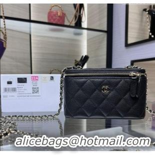 Luxury Cheap Chanel Grained Shiny Calfskin Classic Large Vanity with Chain AP1341 Black 2025