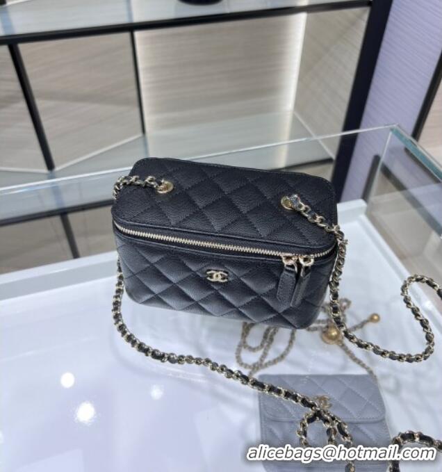 Luxury Cheap Chanel Grained Shiny Calfskin Classic Large Vanity with Chain AP1341 Black 2025