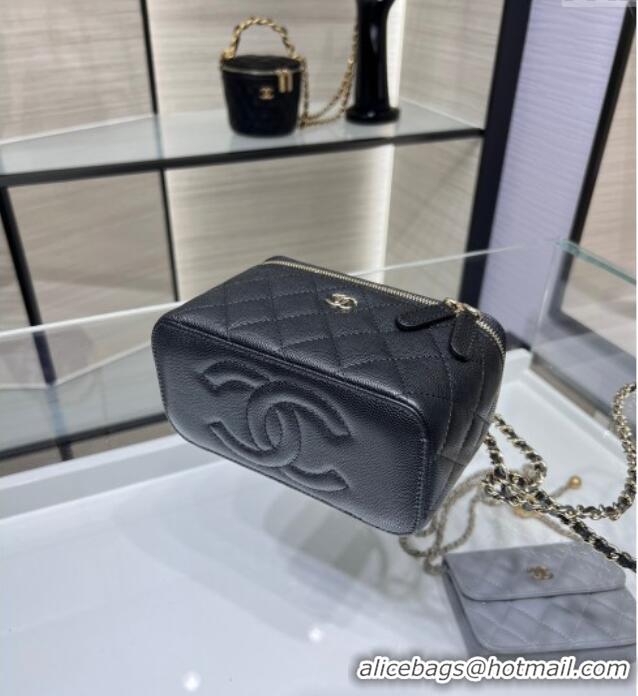 Luxury Cheap Chanel Grained Shiny Calfskin Classic Large Vanity with Chain AP1341 Black 2025