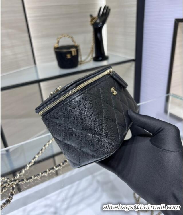 Luxury Cheap Chanel Grained Shiny Calfskin Classic Large Vanity with Chain AP1341 Black 2025