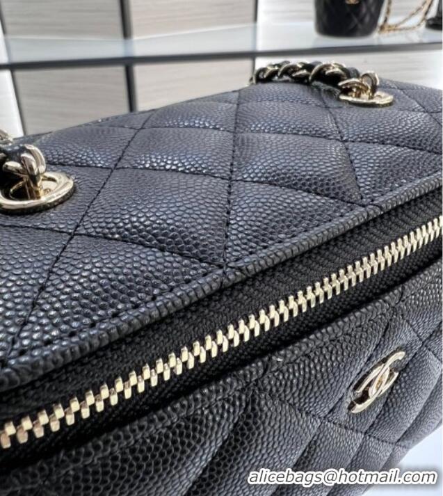 Luxury Cheap Chanel Grained Shiny Calfskin Classic Large Vanity with Chain AP1341 Black 2025