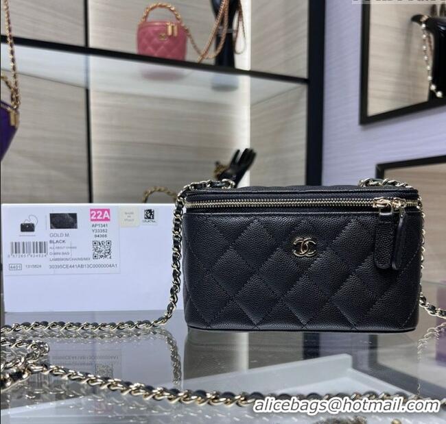 Luxury Cheap Chanel Grained Shiny Calfskin Classic Large Vanity with Chain AP1341 Black 2025