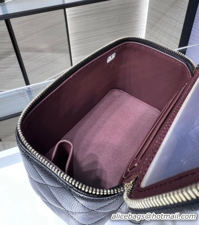 Luxury Cheap Chanel Grained Shiny Calfskin Classic Large Vanity with Chain AP1341 Black 2025