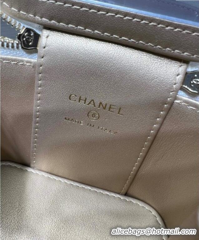 Best Grade Chanel Shiny Calfskin Small Vanity with Ball Chain AP2292 White 2025