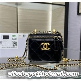 Good Looking Chanel Shiny Calfskin Small Vanity with Ball Chain AP2292 Black 2025