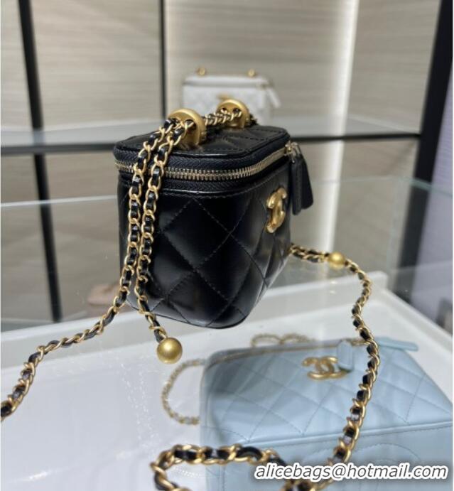Good Looking Chanel Shiny Calfskin Small Vanity with Ball Chain AP2292 Black 2025