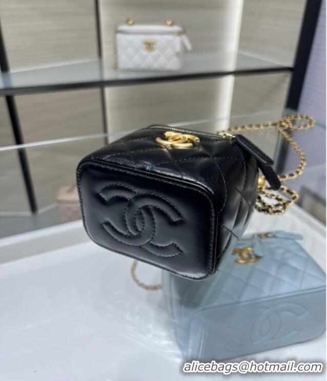 Good Looking Chanel Shiny Calfskin Small Vanity with Ball Chain AP2292 Black 2025