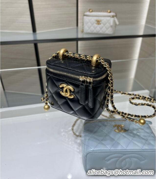 Good Looking Chanel Shiny Calfskin Small Vanity with Ball Chain AP2292 Black 2025