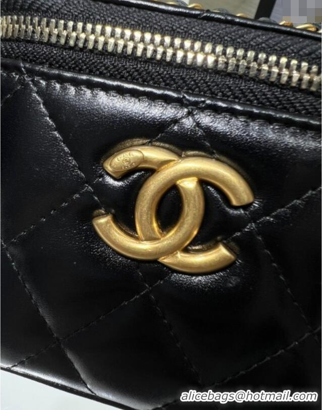 Good Looking Chanel Shiny Calfskin Small Vanity with Ball Chain AP2292 Black 2025