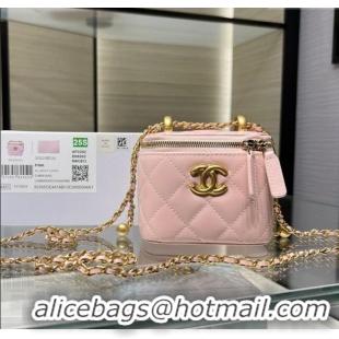 Best Price Chanel Shiny Calfskin Small Vanity with Ball Chain AP2292 Light Pink 2025