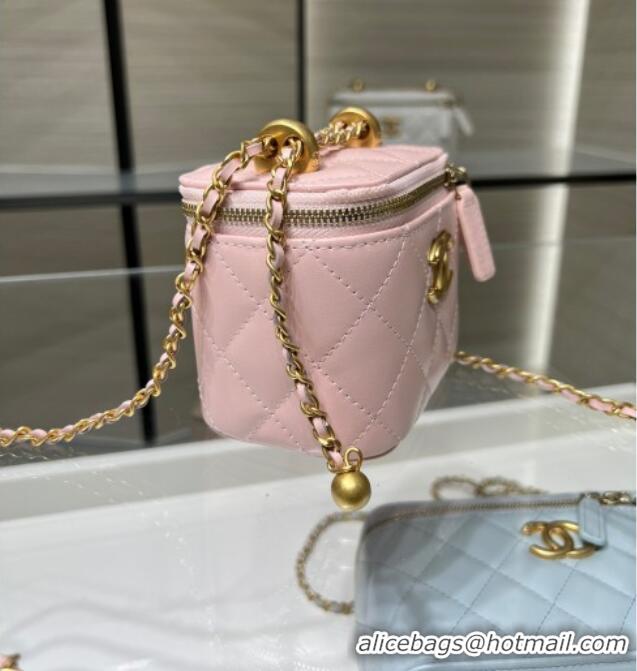 Best Price Chanel Shiny Calfskin Small Vanity with Ball Chain AP2292 Light Pink 2025