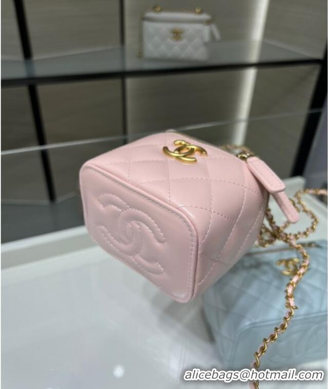 Best Price Chanel Shiny Calfskin Small Vanity with Ball Chain AP2292 Light Pink 2025