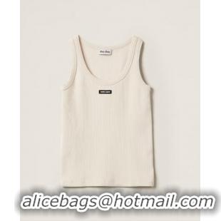 ​Luxury Cheap Miu Miu Garment-dyed Ribbed Knit Jersey Top M8452