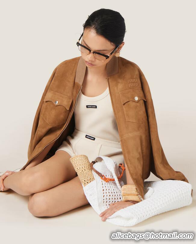 ​Luxury Cheap Miu Miu Garment-dyed Ribbed Knit Jersey Top M8452