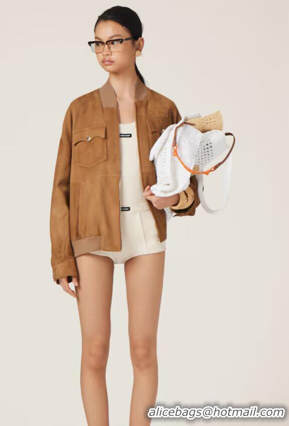 ​Luxury Cheap Miu Miu Garment-dyed Ribbed Knit Jersey Top M8452