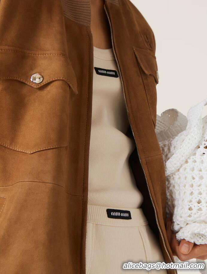 ​Luxury Cheap Miu Miu Garment-dyed Ribbed Knit Jersey Top M8452