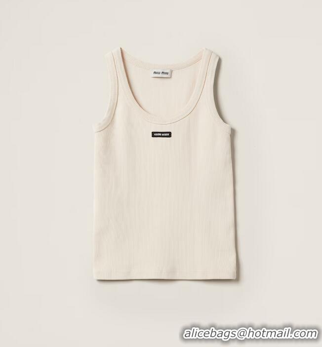 ​Luxury Cheap Miu Miu Garment-dyed Ribbed Knit Jersey Top M8452
