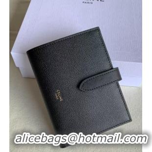 ​Best Quality Celine Grained Calfskin Medium Strap Multifunction Wallet CE0201 Black