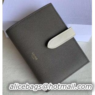 Spot Bulk Celine Grained Calfskin Medium Strap Multifunction Wallet CE0201 Grey/White