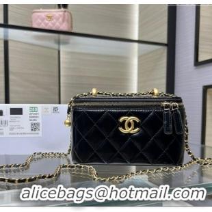 Buy New Cheap Chanel Shiny Calfskin Large Vanity with Ball Chain AP3651 Black 2025