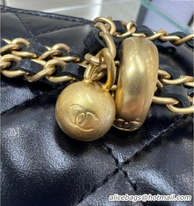 Buy New Cheap Chanel Shiny Calfskin Large Vanity with Ball Chain AP3651 Black 2025